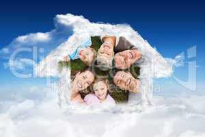 Composite image of house outline in clouds