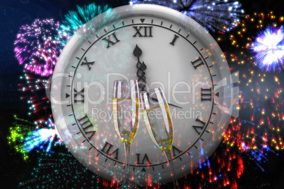 Composite image of clock counting to midnight