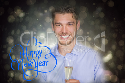 Composite image of man toasting with champagne