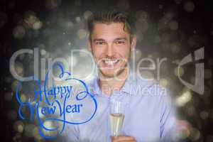 Composite image of man toasting with champagne