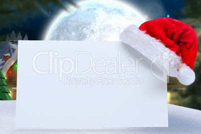 Composite image of santa hat on poster