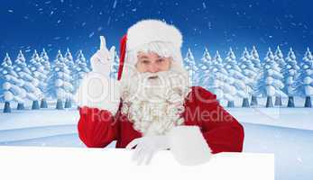 Composite image of smiling santa claus doing a gesture