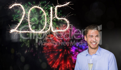 Composite image of man toasting with champagne