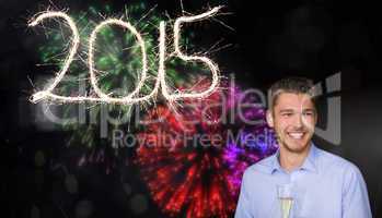 Composite image of man toasting with champagne