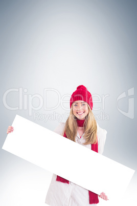 Pretty blonde showing white banner