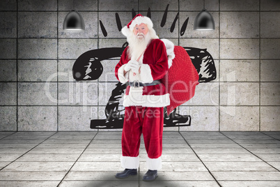 Composite image of santa carries his red bag