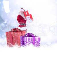 Composite image of santa carries a few presents