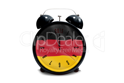 Composite image of 2015 in black alarm clock