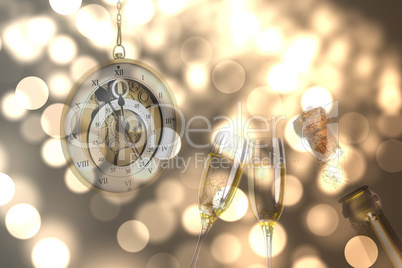 Composite image of hanging pocketwatch