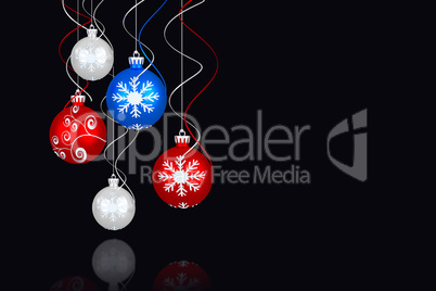 Composite image of digital hanging christmas bauble decoration