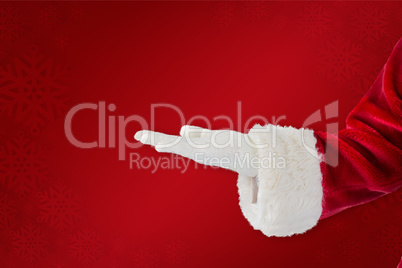 Composite image of santa claus presenting with hand