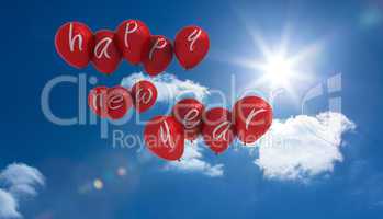 Composite image of happy new year balloons