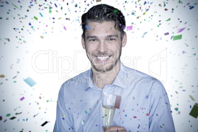 Composite image of man toasting with champagne