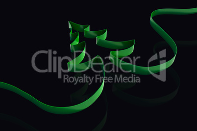 Composite image of ribbon in shape of christmas tree