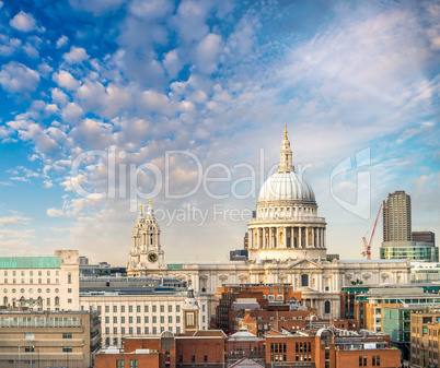 London skyline with St. Paul Cathedral magnificence at sunset