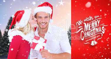 Composite image of young festive couple