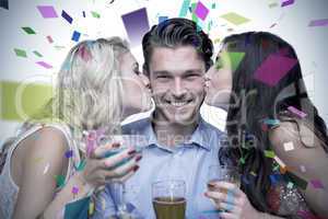 Composite image of friends toasting