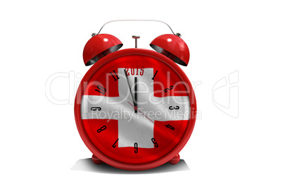 Composite image of 2015 in red alarm clock