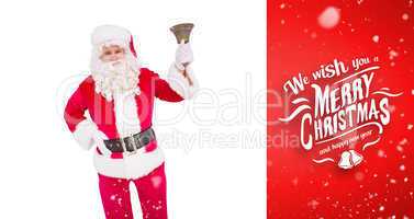 Composite image of santa claus ringing a bell