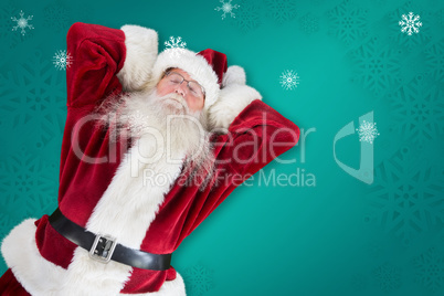 Composite image of sleeping santa