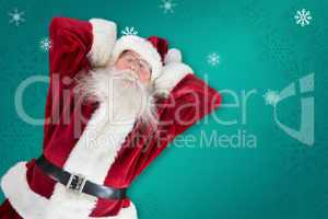 Composite image of sleeping santa