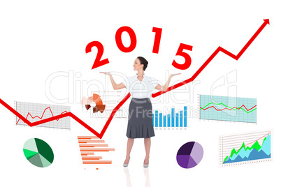 Composite image of happy elegant businesswoman posing