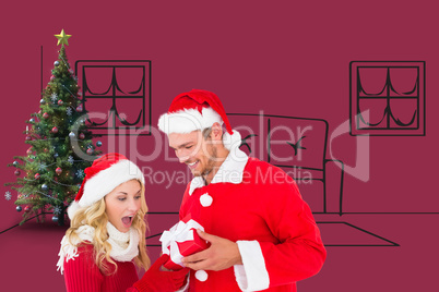 Composite image of young festive couple