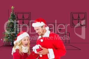 Composite image of young festive couple