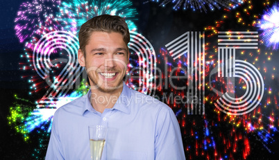 Composite image of man toasting with champagne