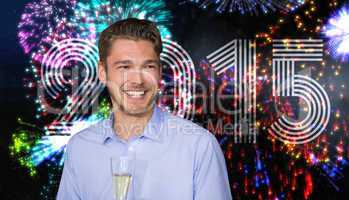 Composite image of man toasting with champagne