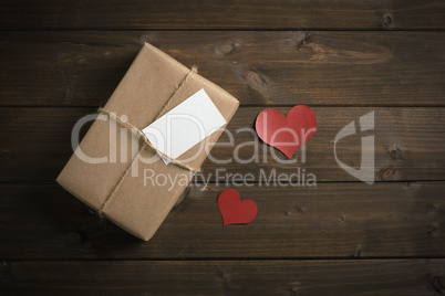 gift for Valentine's Day with red hearts