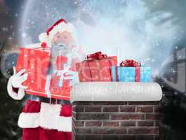 Composite image of santa carries a few presents