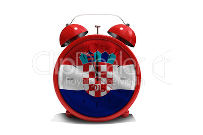 Composite image of happy new year in red alarm clock