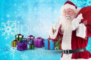 Composite image of santa likes to carry his sack