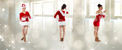 Composite image of different festive brunettes