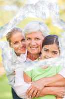 Composite image of adorable family in the park