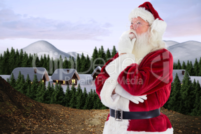 Composite image of santa is thinking about something