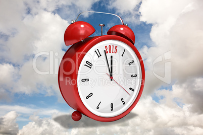 Composite image of 2015 in red alarm clock