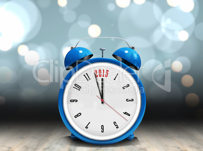 Composite image of 2015 in blue alarm clock