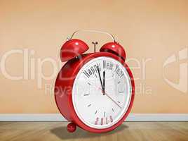 Composite image of happy new year in red alarm clock