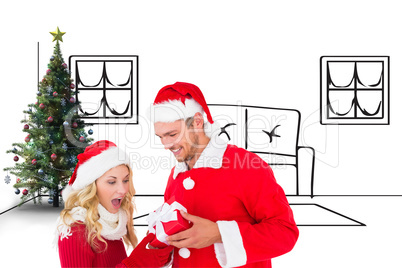 Composite image of young festive couple