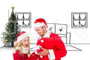 Composite image of young festive couple