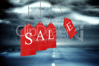 Composite image of red sale tags