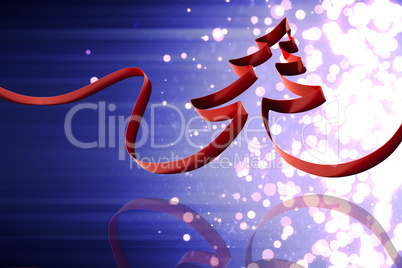 Composite image of ribbon in shape of christmas tree