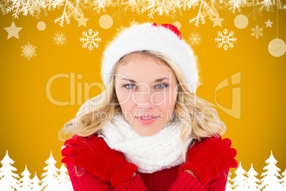 Composite image of happy festive blonde