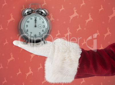 Composite image of santa claus shows open hand