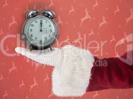 Composite image of santa claus shows open hand