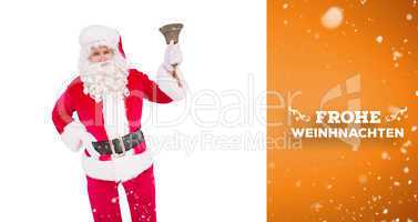 Composite image of santa claus ringing a bell