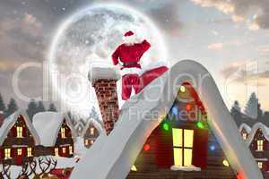 Composite image of santa with sack of gifts