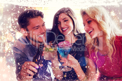 Composite image of friends with drinks